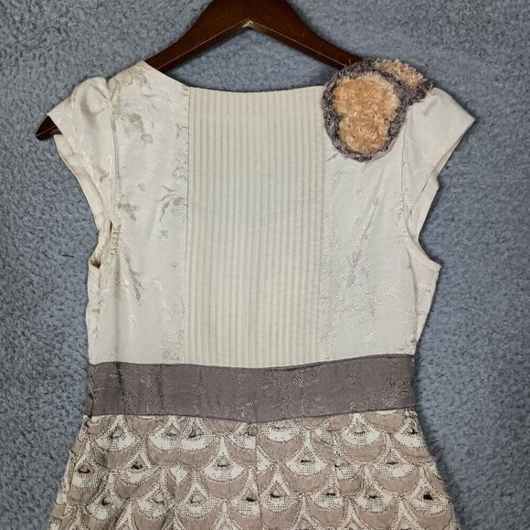 Anthropologie Floreat Sheath Dress Women's 0 Beige Babergh Tapestry Cap Sleeve - Picture 4 of 16